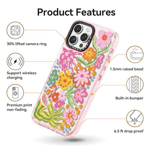 Coque iPhone 13 Pro Max robuste pour éviter les fissures avec style passiflore rose - 5