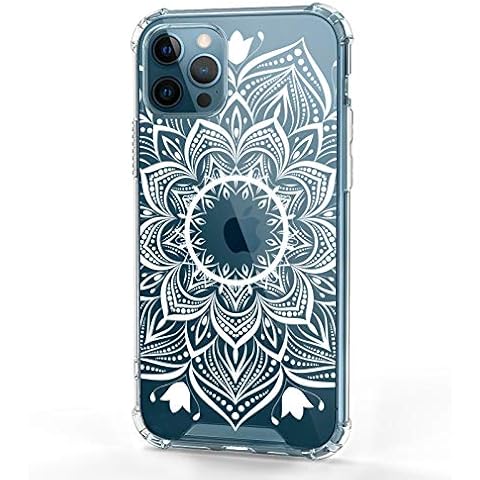 BF2Jk Clear Case for iPhone 12 PRO MAX White Mandala Flower Crystal Series Hard PC+ TPU Bumper Protective Cover for iPhone 12 PRO MAX 6.7 Inch 2020 5G Cover