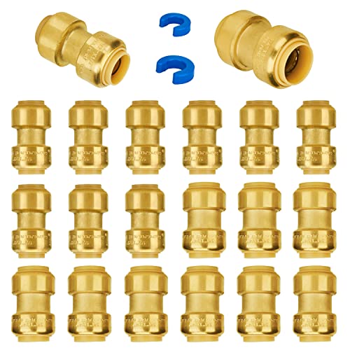 Image of SUNGATOR 20-Pack Push Coupling Plumbing Fittings Set, Brass