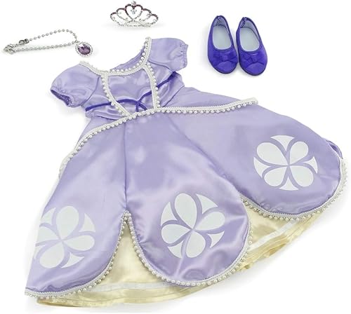 Miniatura 3 de Emily Rose 14 Inch Doll Clothes  4-Piece Princess Doll Dress Costumer Gift Set with Sparkling Crown, Necklace and Matching Shoes  Fits 14" Glitter