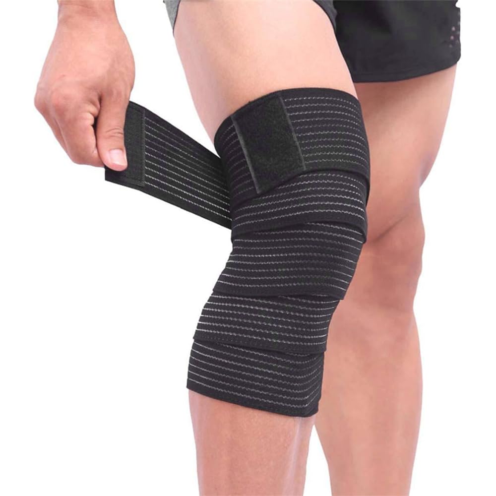 Knee Wraps for Leg Calf Thigh, Extra Long Elastic All Purpose Support Wrap Brace Compression Bandage, Elastic Knee Compression Bandage Wraps, for Pain Relief Weightlifting Powerlifting Squats (2 Pcs)