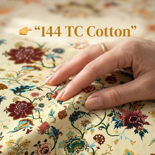 Image of Mafatlal Saanjh 144 TC Cotton Single Bedding Collection 90x60 Inch | Breath Easy Summer Fabric | Elegant Printed Surface | Block Printed | Durable Comfort Weave | Pillowcase Included | Soft Yellow