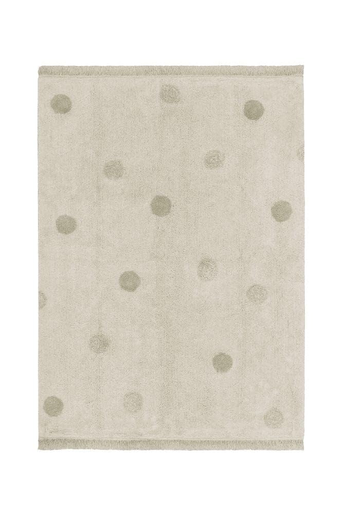 Lorena Canals - Alfombra Lavable Hippy Dots Natural - Olive - Natural, Oilva - 97% algodón 3% Otras Fibras. Base: Algodón Reciclado - 120x160 cm