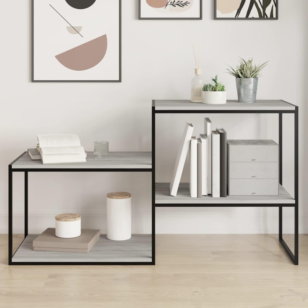 Générique Wandregal, 4 Stück, Sonoma, grau, 60 x 40 x 1,5 cm, Holz, schwimmend, für Wohnzimmer, Büro, Schlafzimmer, Aufbewahrung von Büchern, Fotos, CDs