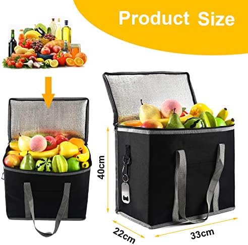 Soft Cool Bag, Cooler Bag Box, 30L Thermal Food Delivery Bag, Large Insulated Picnic Lunch Bag, Cool Box, Grocery Shopping Bags, Cooling Bag for Camping BBQ Shopping Fishing Family Outdoor Activities