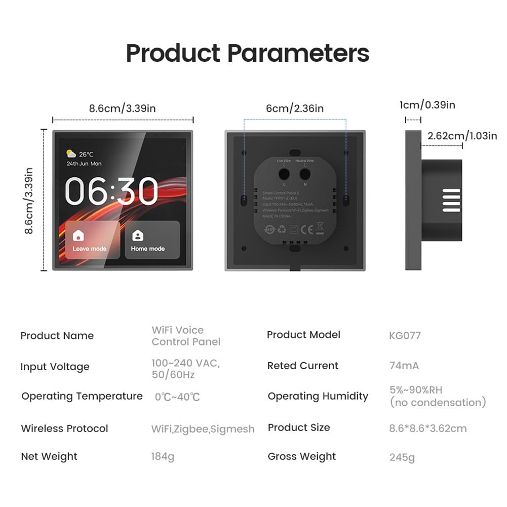 WiFi Voice Control Panel Voice Control Interruptor Tuya Smart Home mit 4-Touchscreen für Smart Home Control