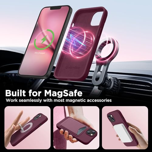 Image of GolbinBox Magnetic for iPhone 13 /14 Case, Silicone Cover, Wine Red