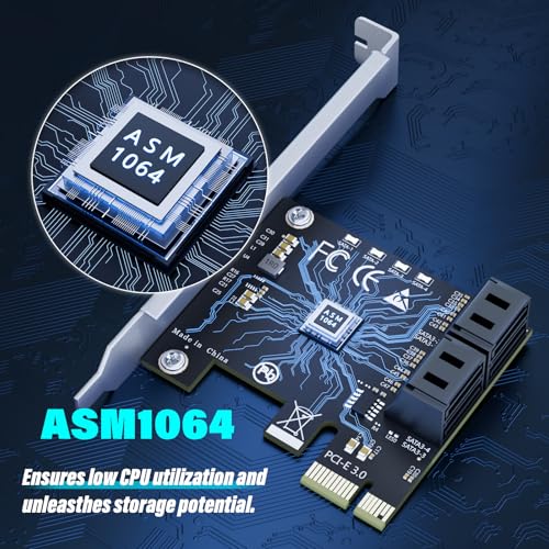 Image of 4-Port SATA Expansion Card (PCIe 3.0 x1 to 6Gbps SATA Card), Supports OS Boot, Compatible with Windows /Mac /Linux /NAS