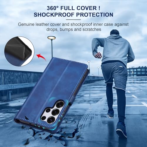 Image of Jasonyu Flip Wallet Case for Samsung Galaxy S25 Ultra,Blue
