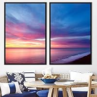 2 Piece Framed Canvas Wall Art Sunset Canvas Prints Home Artwork Decoration for Living Room,Bedroom - 16