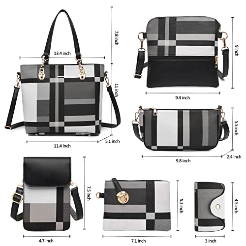Image of OTMIPIML Purses and Handbags for Women Synthetic Leather Tote Crossbody Bags Satchel Purses Set 6pcs | Set