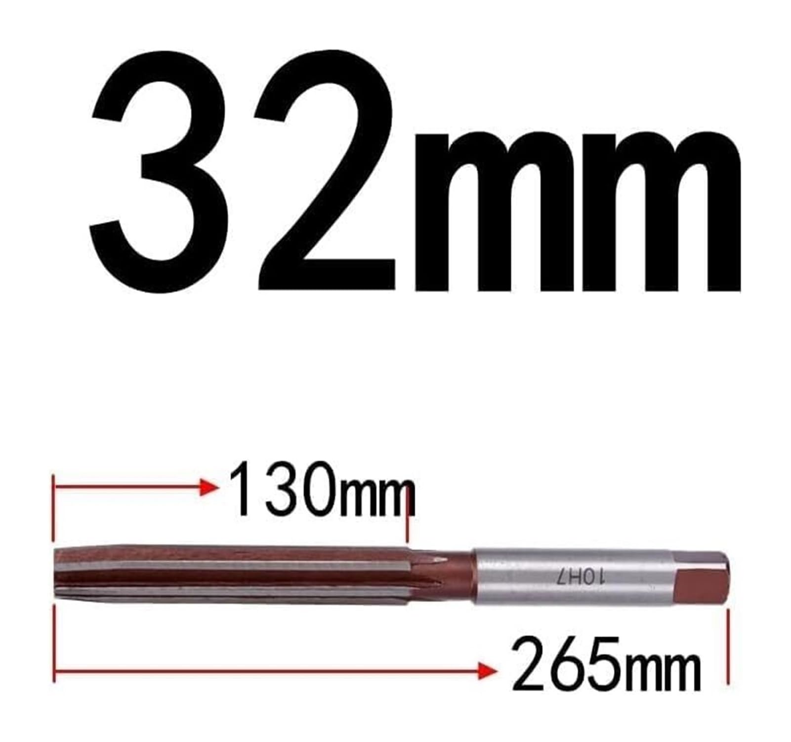 Rozwiertaki ręczne Rozwiertak ręczny z prostym trzonkiem, stal narzędziowa stopowa H7, wysoka precyzja, 3-40 mm(32mm)