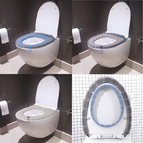 3 Stück WC-Sitzbezug Plüsch Toilettensitzbezug, Universal Warm WC Sitzbezüge WC Sitzkissen Weiche Toilettenkissen Mit Griff, Waschbar WC Sitzwärmer Winter Wc-Sitz Pad Für Zuhause Büro Badezimmer – Bild 6