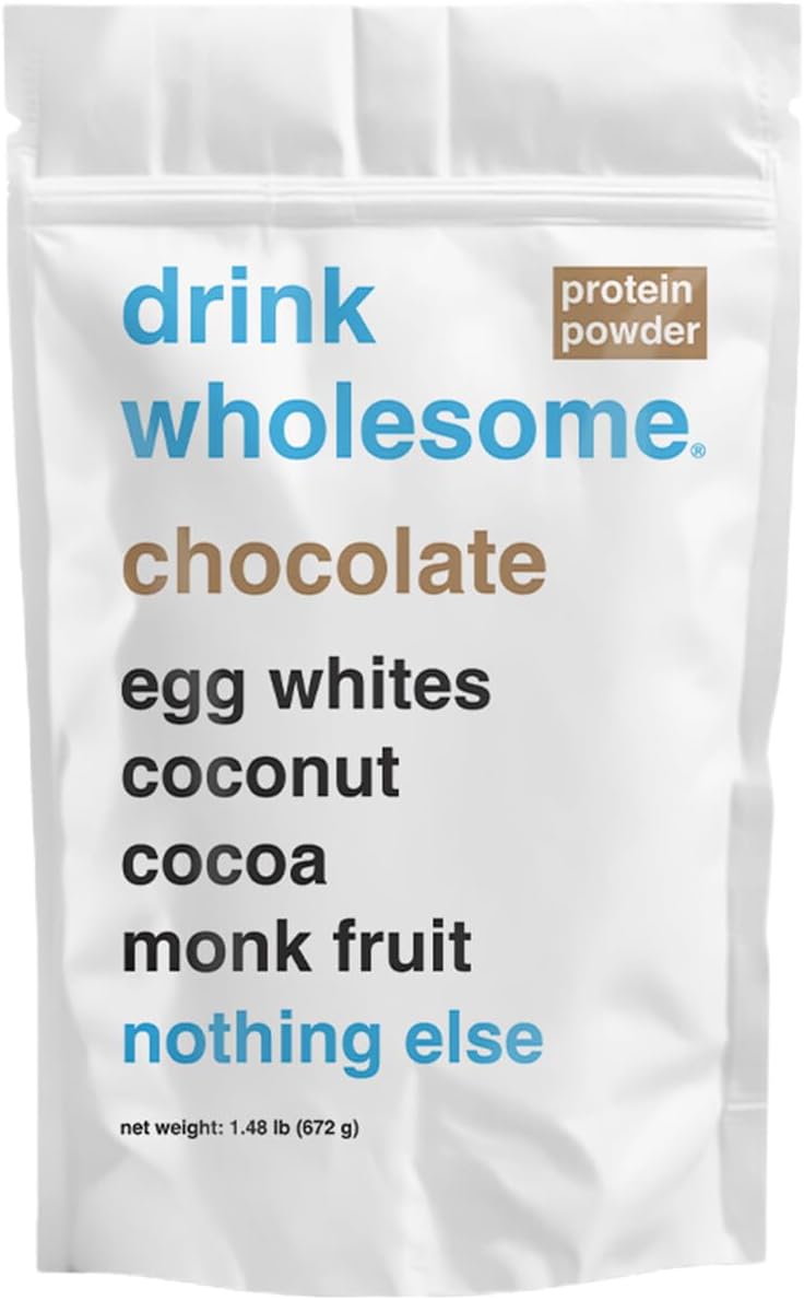 drink wholesome Chocolate Egg White Protein Powder for Sensitive Stomachs | Minimally-Processed, Whole-Food Protein | Additive-Free, Dairy-Free, Gluten-Free | Low FODMAP