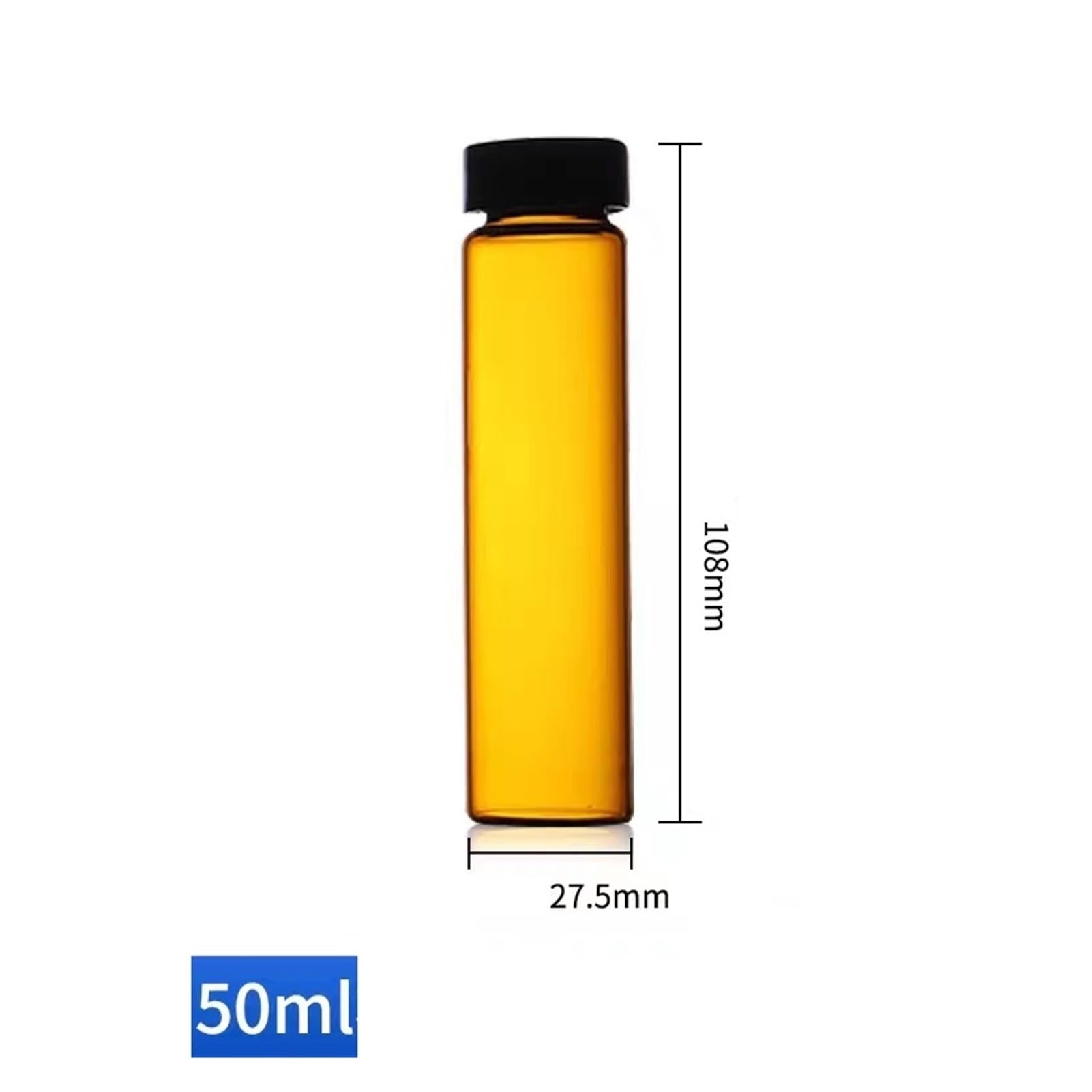 Botellas de vidrio transparentes, Frascos de vidrio marrón for muestras de aceites esenciales con tapón de rosca for laboratorio, de 3 ml a 50 ml.(50ml 20 pieces)