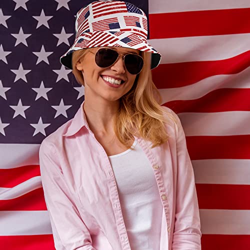 Image of Zhanmai 4 Pcs 4th of July USA Bucket Hat American Flag Patriotic Hats for Women Men 2026 Soccer Tournament Party Hat