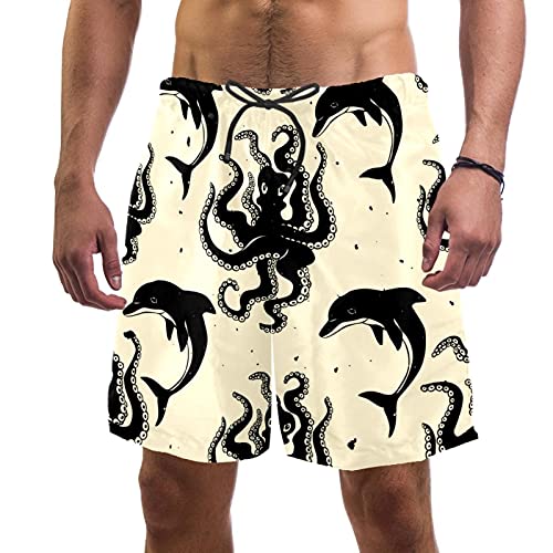 Short de bain pour homme avec doublure en maille et motif dauphins