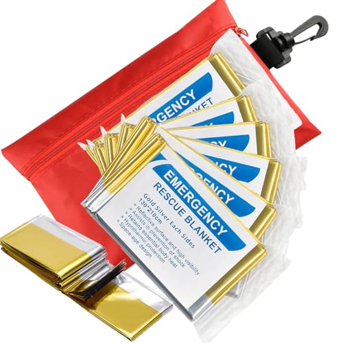 Vitalkit Lot de 6 Couvertures de Survie Isothermes 210x160 cm – Couvertures de Secours dans Une...