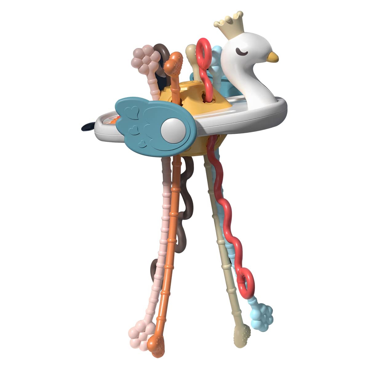 Keyohome Montessori Toys 12-18 Months Baby Sensory and Travel Toys Silicone Pull String Activity Toy Early Educational Fine Motor Skills Christmas Birthday Gift for Boys Girls (L, Swan)