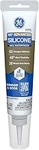 GE Advanced Silicone Caulk for Window & Door, Clear, 2.8 fl oz Tube, 1 Pack - 100% Waterproof Silicone Sealant, 5X Stronger Adhesion, Freeze & Sun Proof