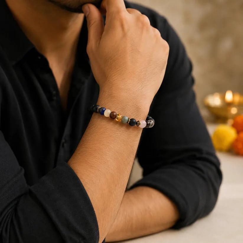 Image of Beaded Bracelet for Men & Women | Stretchable Handmade Prayer Meditation Yoga Wrist Bracelet | Stylish Everyday Wear | Free Size