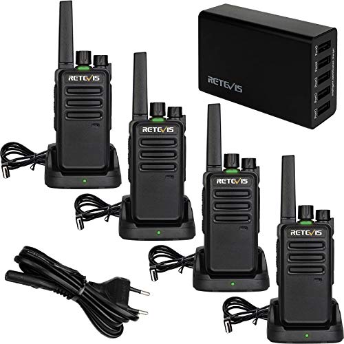 Retevis RT668 Walkie Talkie, Walkie Recargablecon Cargador de 5 Puertos, PMR446, VOX 16 Canales Walkie Talkies Profesionales...