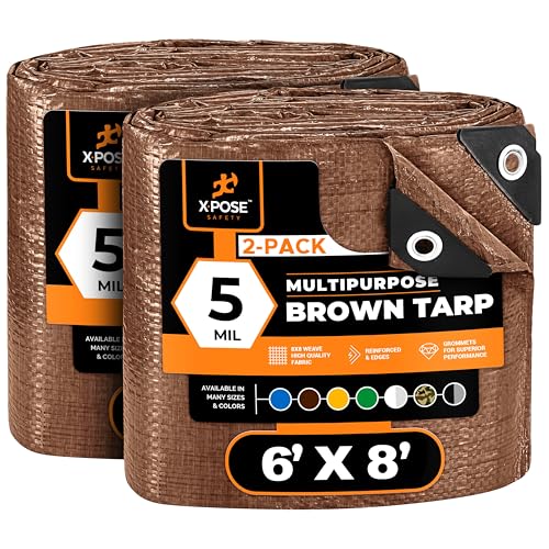 Better Blue - Lona de polietileno de 6 x 8 pies (paquete de 2) – Funda protectora multiusos, ligera, duradera, impermeable, resistente a la intemperie, polietileno de 5 mil de grosor Xpose Safety