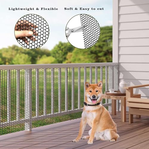 5 m × 40 cm Rollgitterzaun aus Kunststoff, Vielseitiger schwarzer Tiergitterzaun mit Netz, Zuschneidbar, langlebig als Baumschutz, Katzen-, Hunde- & Kaninchenbarriere sowie Pflanzenschutz