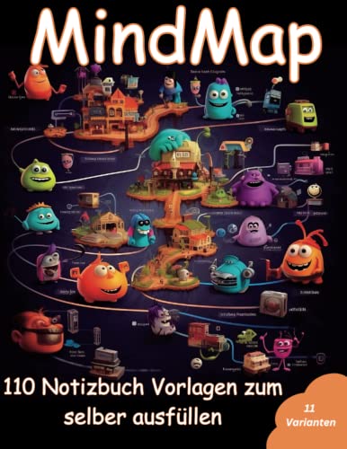 Mindmap Notizbuch - Journal mit 110 Mindmaps zum selber ausfüllen: Darstellen, Strukturieren, Zusammenfassen, Lernen, Planen und Organisieren. Mindmapping zur Ideensammlung