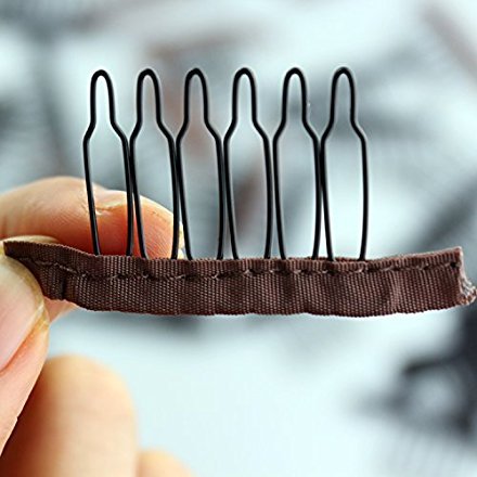 Dreamhair Anti-Rust Wig Combs for Making Wig 25pcs/pack Wig Combs for Lace Wig and Hair (Brown Color)