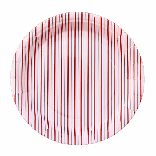 Red Stripes Large Paper Plates (Set of 8) | Red Tableware | Red and White Striped Plates | Red Striped Plates Airplate Superheroes Pirate Party Paper Plates | vintage valentines paper plates
