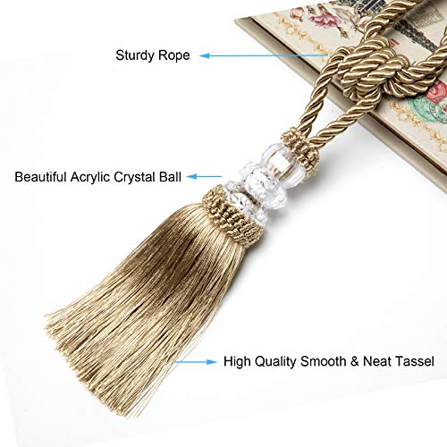 image for Fenghuangwu 2Pcs Tassel Curtain Tiebacks Handmade, Elegant Crystal Cur