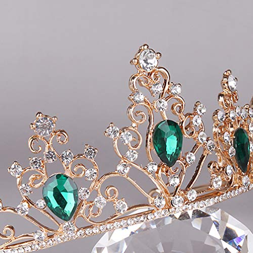 Lurrose 1pc Bridal Crystal Tiara Vintage Tiara and Crown Hair Accessories for Wedding Party, Green - Image 2
