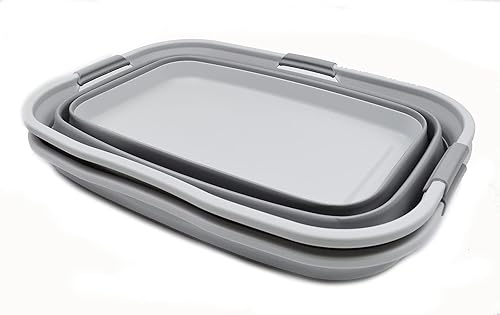 Miniatura 2 de SAMMART Juego de 2 cestas plegables de plástico para la ropa sucia de 44 litros (11.6 galones) - Contenedororganizador plegable - Tina de lavado