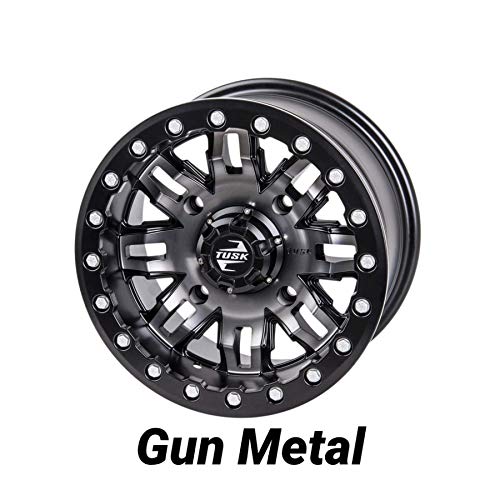 4/137 Tusk Teton Beadlock UTV ATV Wheel - 14x7-4.0 + 3.0 Offset - Includes Required Lug Nuts - Fits: Can-Am Maverick X3 (Smoke)