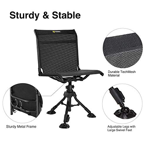 Tidewe Hunting Chair With Seat Cover, 360-Degree Rotation Silent Swivel Blind Chair, Adjustable Height Fold Up 3 Legs Hunting Seats, Portable Comfortable Stable Ground Hunting Chair #TOP1