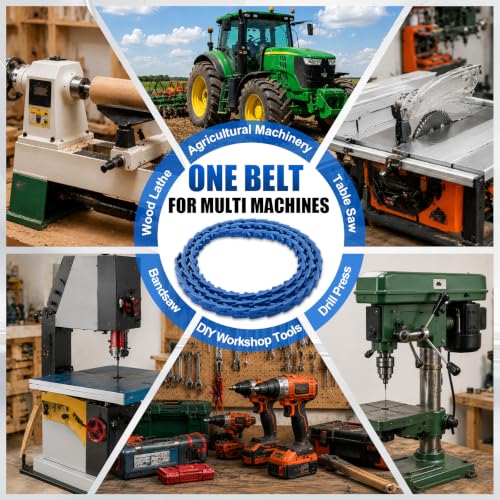Image of 5FT Power Twist V Belt 1 /2-Inch x 5 Feet A Type,1 /2 inch Adjustable Link V-Belt | Industrial Drive Belt Replacement for Drill Press, Table Saw, Lathe, Bandsaw and Woodworking Machinery, Blue Color
