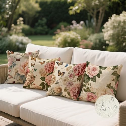 Coussin extérieur imperméable vert et rose pour sublimer votre balcon - 3