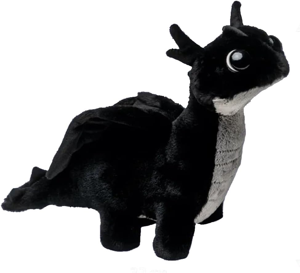 Large Dragon Plush Pillow – 16″ Ultra Soft Fantasy Dinosaur Stuffed Animal, Cute Flying Winged Dragon Cuddle Buddy for Kids & Adults, Plushie Decor for Bedroom (Black)