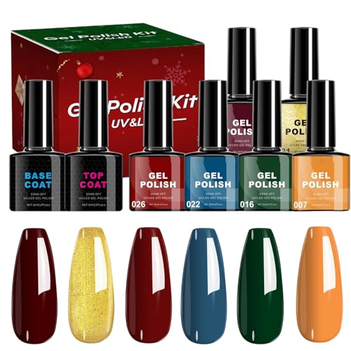 Hiemible Esmalte De Uñas,Set Navideño De 6 Esmaltes De Uñas | Manicura Duradera De Secado Rápido Para Boda Playa Citas Viajes