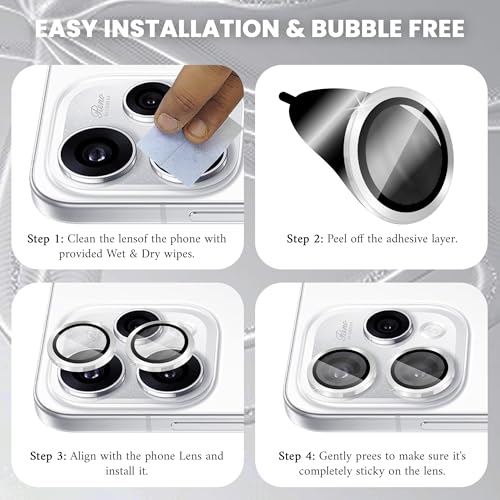 Image of FIRST MART Silver Camera Ring Guard Protector for Oppo Reno 15 | Tempered Glass with Metal Alloy Rings, HD Clear, Scratch Resistant, Case-Friendly | Pack of 1