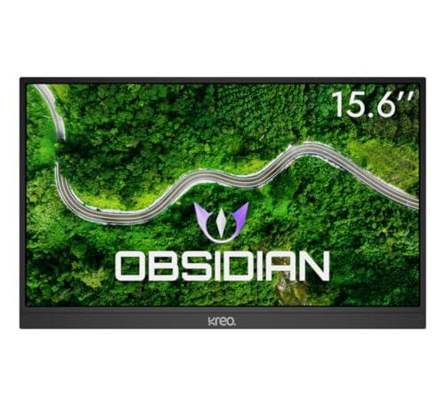 Image of Kreo Obsidian 15I60F FHD Portable Monitor | 15.6 Ich IPS Panel | 300 nits | 1000:1 Contrast | Dual USB-C + HDMI | Built-in Speakers | for Laptops, Tablets, Smartphones & Consoles