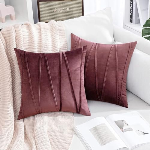 Image of Khooti Velvet Striped Cushion Cover Pack of 1-28 inch x 28 inch / 71 x 71 cm | Jam | Soft Pillow Covers Cushion Case for Sofa Bedroom Livingroom Chair Car, Cushion Cover with Zig Zag Pattern