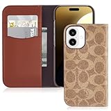 Coach Signature Canvas Wallet Folio iPhone 16 Case - Designer Phone Case - Signature Tan