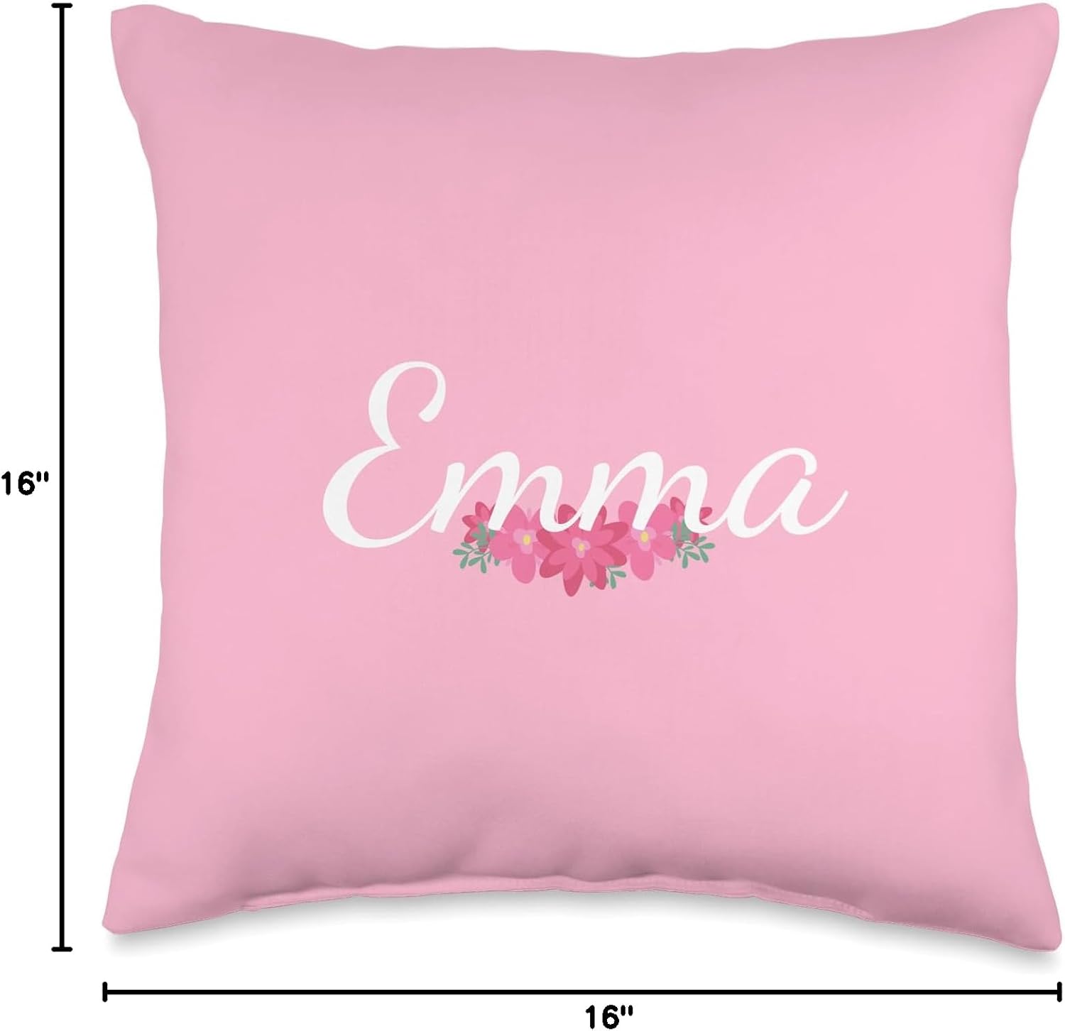 Custom Emma Gift Personalized Name Flowers Floral Pink Throw Pillow