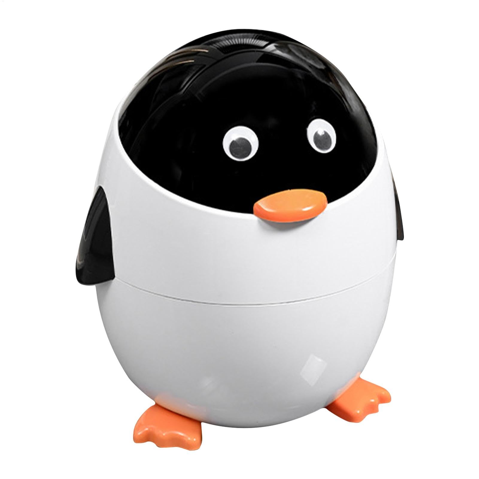 Süßer Pinguin-Mülleimer mit Deckel für Untertische - Cartoon-Tier-Papierkorb für Kinderzimmer, Badezimmer, Büro und Wohnzimmer
