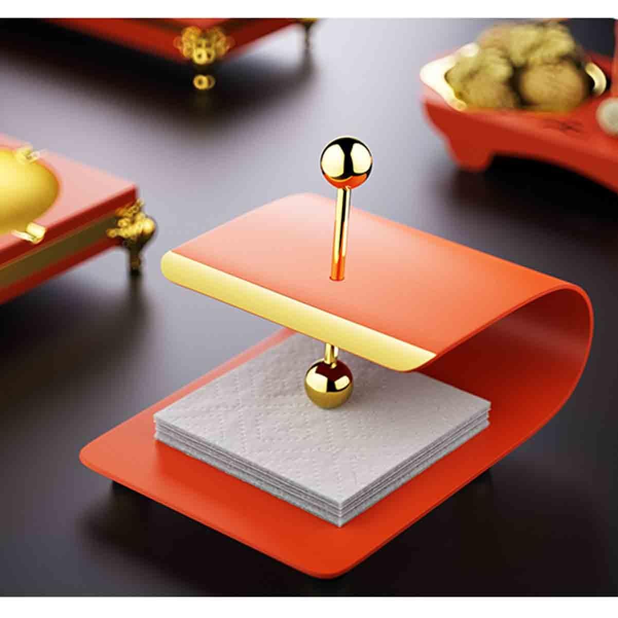 Distributeur de mouchoirs de Table en Acier Inoxydable, Distributeur de Serviettes sur Pied avec Couvercle relevable et Base antidérapante, Porte-essuie-Tout pour Restaurant, Bar,