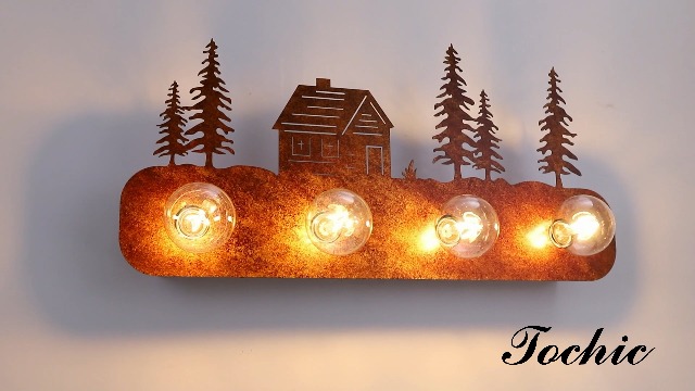 Image of TOCHIC Rustic Bathroom Light Fixtures, 4-Light Western Vintage Vanity Light | Farmhouse Bathroom Vanity Light Over Mirror,Cabinets,Powder Room,Foyer,26 inchL Dimmable Sconces Wall Lighting,Rust Finish