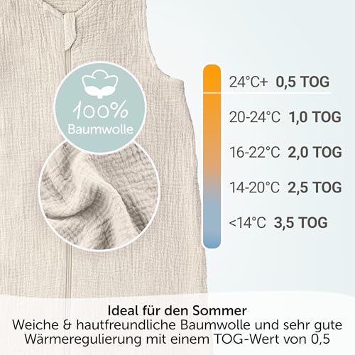LaLoona Sommerschlafsack Mull, ärmellos - 110 cm – Ansicht 2