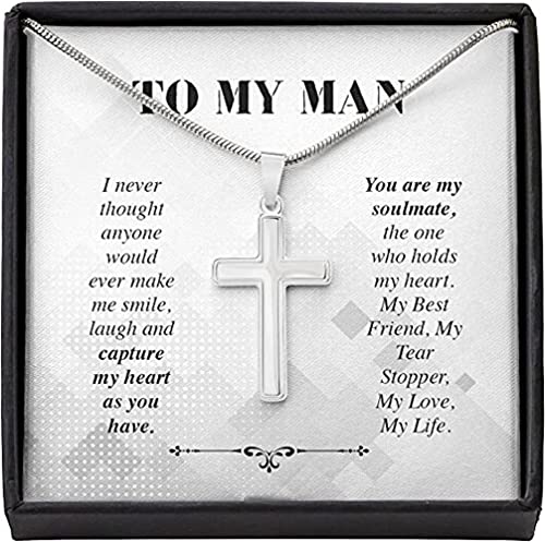 To My Man Husband Boyfriend Soulmate Capture Cross Necklaces For Men Boys Kids, Custom Jewelry Father s Day Birthday Gifts Last Minutes Gift Ideas For Him CLH26630